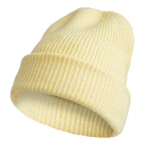 Czapka damska zimowa prążkowana ciepła z wywinięciem beanie