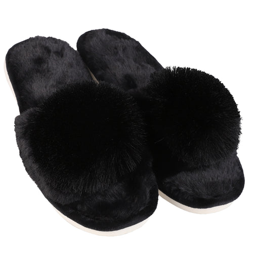 Kapcie damskie klapki domowe z pomponem papcie eleganckie