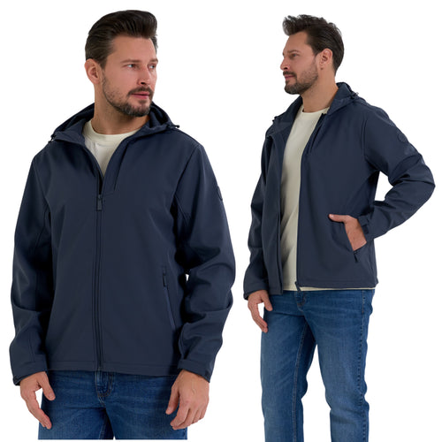 Kurtka męska softshell przeciwdeszczowa kaptur kieszenie na zamek
