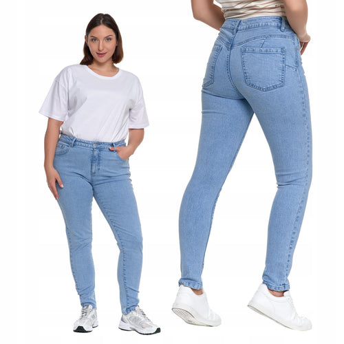 Jeansy spodnie damskie rurki z wysokim stanem klasyczne skinny r.