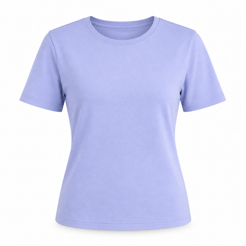 T-shirt damski klasyczny bluzka krótki rękaw niebieska koszulka
