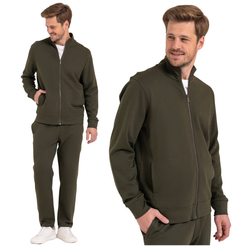 Męska bluza rozpinana ze stójką – 100% bawełna