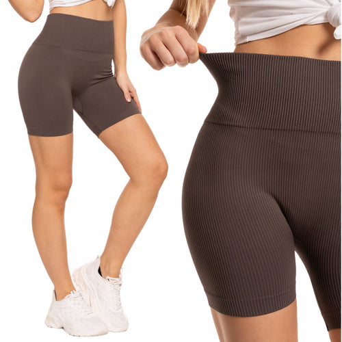 Kolarki legginsy bikery damskie push-up wysoki stan prążkowane