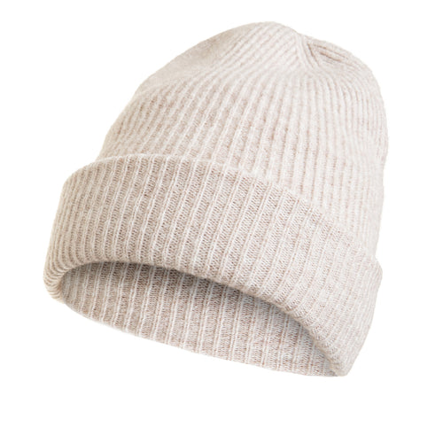 Czapka damska zimowa prążkowana ciepła z wywinięciem beanie