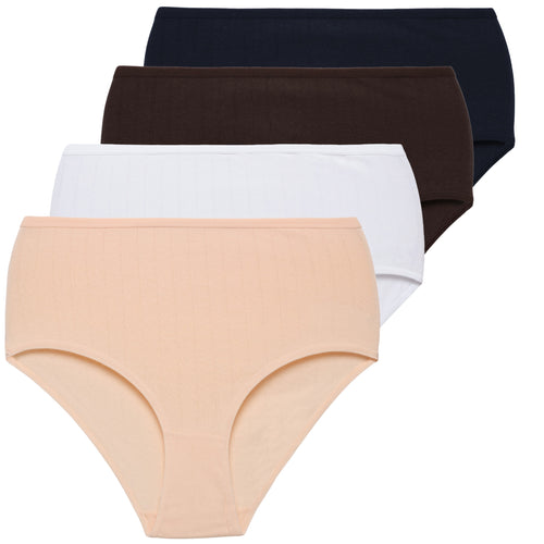 Figi damskie maxi bikini z wysokim stanem prążkowane 4-pak
