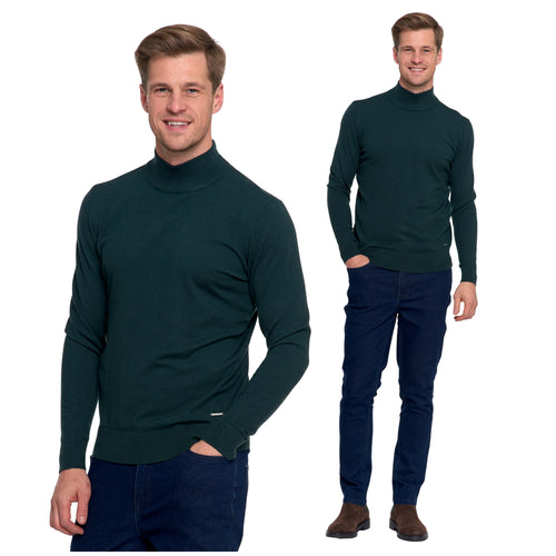 Elegancki sweter męski półgolf klasyczny gładki modny dopasowany