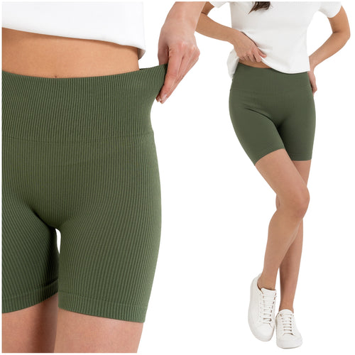 Kolarki legginsy bikery damskie push-up wysoki stan prążkowane