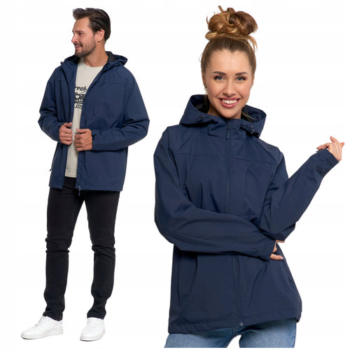 Kurtka unisex przejściowa przeciwdeszczowa kaptur wygodna modna