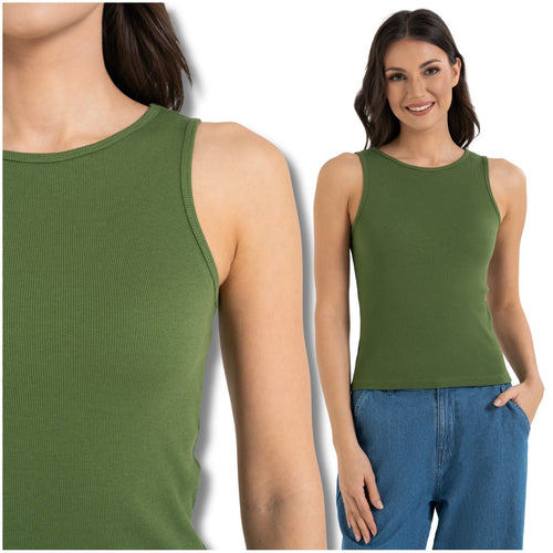 Prążkowany top damski tank-top koszulka bokserka podkoszulek