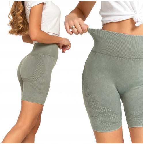 Kolarki krótkie legginsy damskie bikery push-up wysoki stan