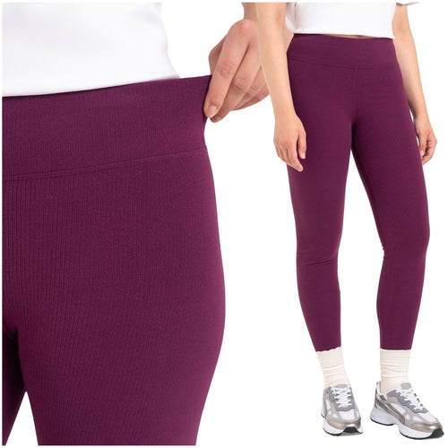 Legginsy damskie prążkowane getry z wysokim stanem i szeroki pas