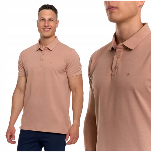 Elegancki t-shirt koszulka polo polówka na zamek krótki rękaw