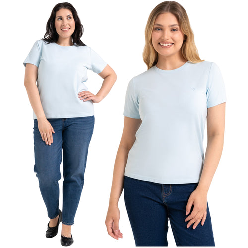 T-shirt damski koszulka z krótkim rękawem okrągły dekolt klasyk