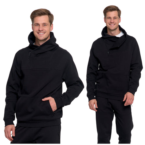 Elegancka bluza męska ocieplana z wysoką stójką rozpinana gładka