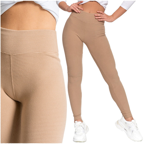 Legginsy damskie ze strukturą cieplejsze getry z wysokim stanem