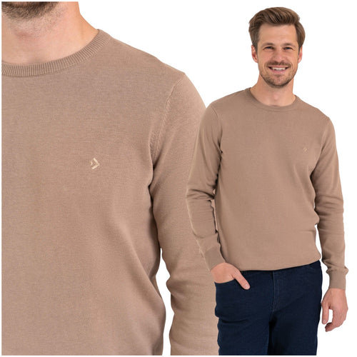 Elegancki sweter męski bawełniany z okrągłym dekoltem ciepły