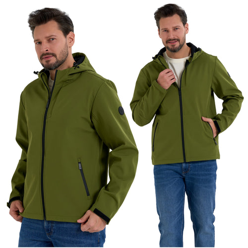 Kurtka męska softshell przeciwdeszczowa kaptur kieszenie na zamek