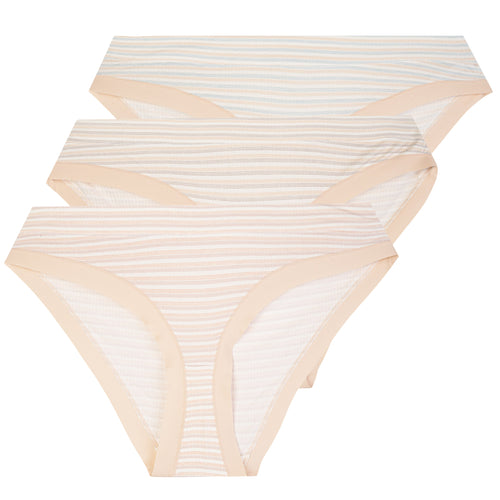 Majtki damskie figi bikini z modalu prążkowane w paski 3-pak