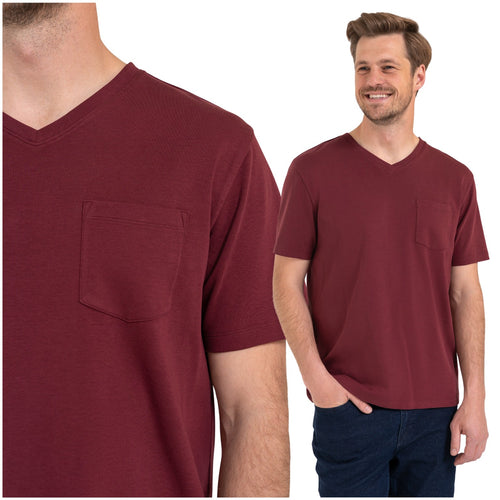 Męski t-shirt bawełniany z dekoltem v-neck i kieszonką