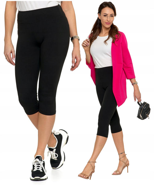 Legginsy damskie 3/4 wysoki stan kryjące