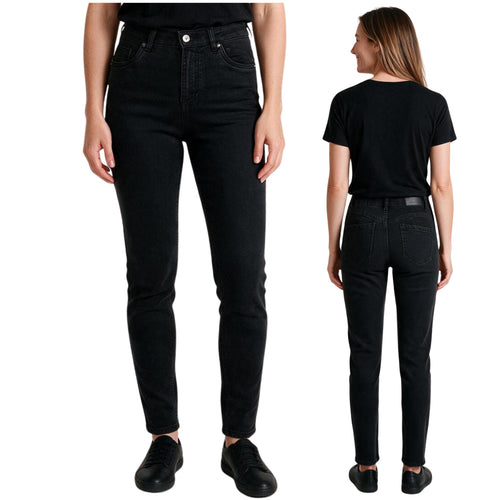 Damskie jeansy mom slim z wysokim stanem i efektem push-up
