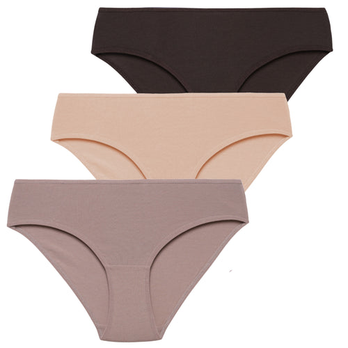 Majtki damskie figi bikini bawełniane gładkie 3-pak