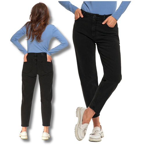 Spodnie mom fit jeansowe damskie wysoki stan luźne modne jeansy