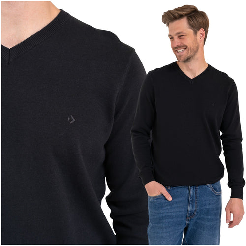 Elegancki sweter męski klasyczny prosty krój dekolt w serek
