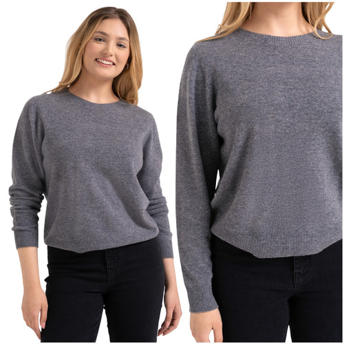 Sweter 100% wełna klasyczny z okrągłym dekoltem