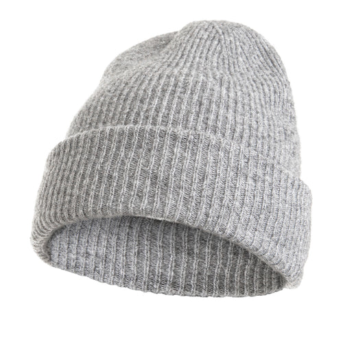 Czapka damska zimowa prążkowana ciepła z wywinięciem beanie