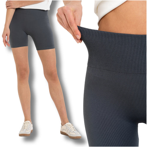 Kolarki legginsy bikery damskie push-up wysoki stan prążkowane