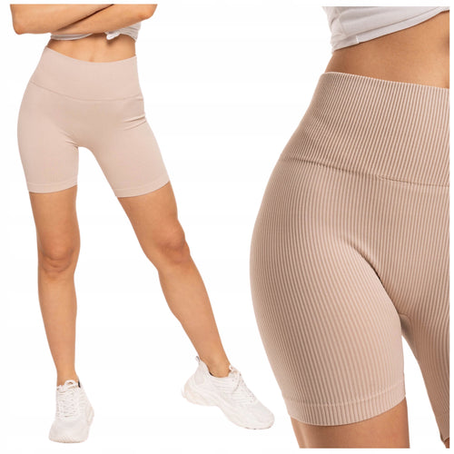 Kolarki legginsy bikery damskie push-up wysoki stan prążkowane