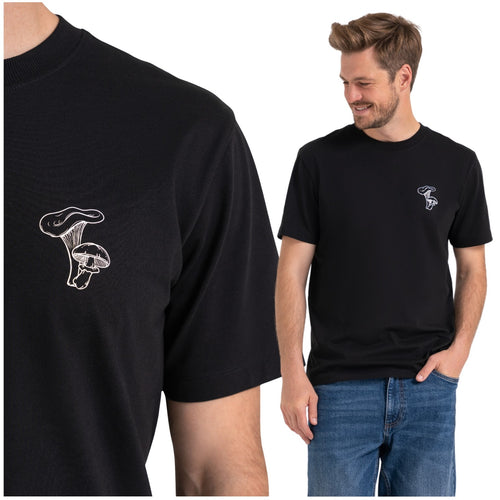 Męski t-shirt bawełniany z nadrukiem grzybów – regular fit