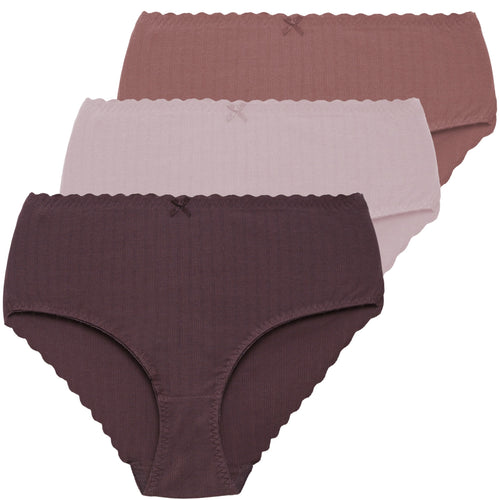 Majtki damskie maxi bikini z wysokim stanem prążkowane 3-pak