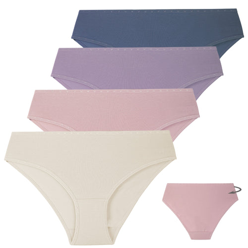 Figi damskie bawełniane bikini z ozdobnym wykończeniem (4-pak)
