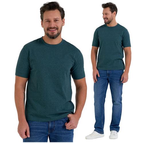 T-shirt męski – efekt melanżu – krój regular – wykończenie coverlock