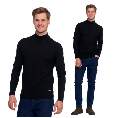 Elegancki sweter męski półgolf klasyczny gładki modny dopasowany