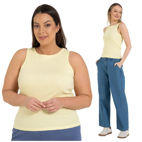Prążkowany top damski tank-top koszulka bokserka podkoszulek
