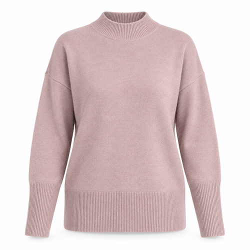 Sweter damski z półgolfem długi fason regular