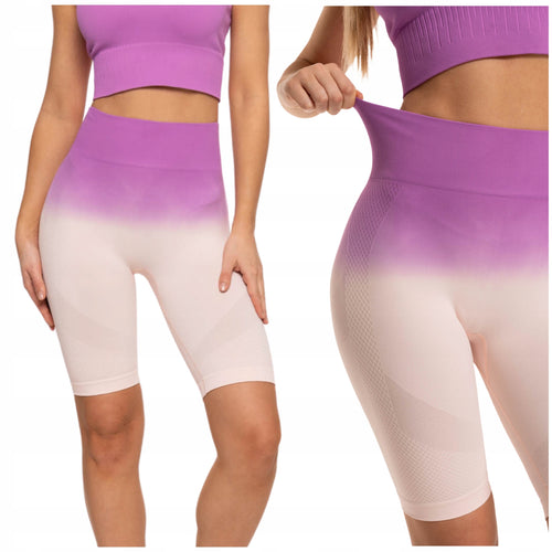 Krótkie legginsy damskie kolarki bezszwowe push-up wysoki stan