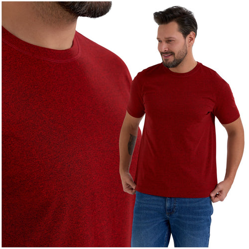 T-shirt męski – efekt melanżu – krój regular – wykończenie coverlock