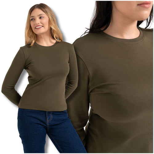 Bluzka damska longsleeve bawełna slim basic dopasowana