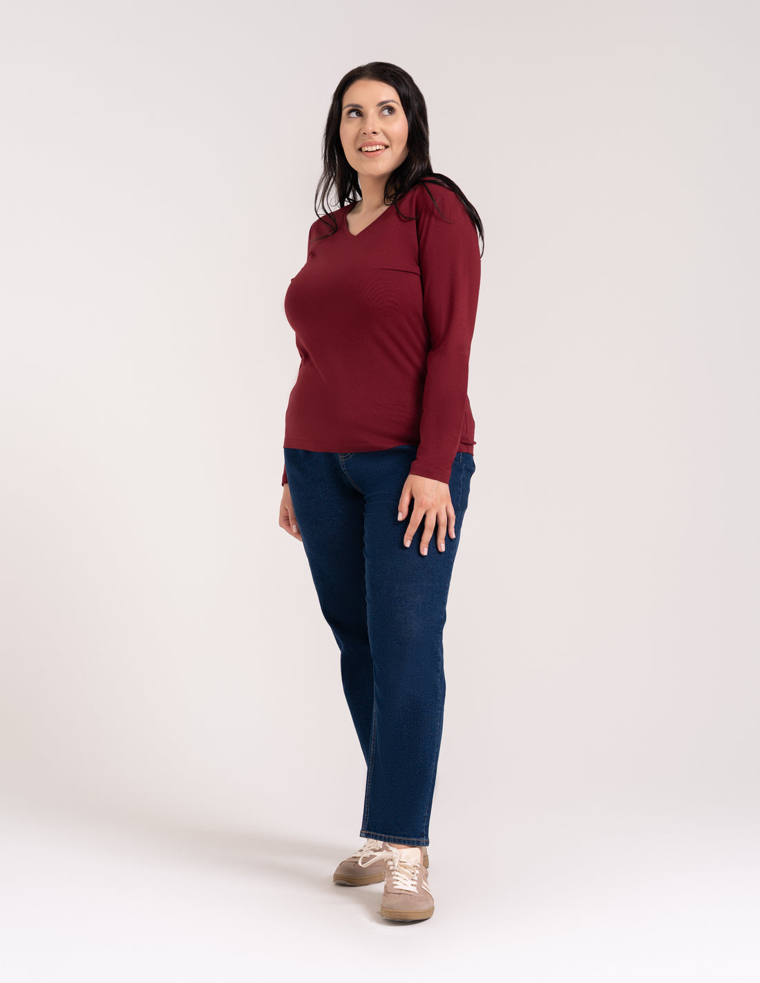 Bluzka damska longsleeve bawełna slim basic dopasowana