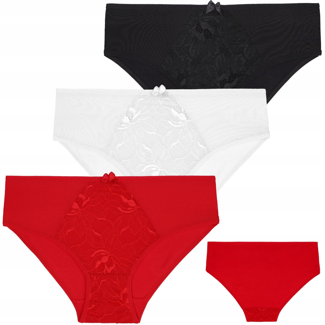 Figi damskie bikini majtki bawełniane koronka wygodne modne 3 szt.