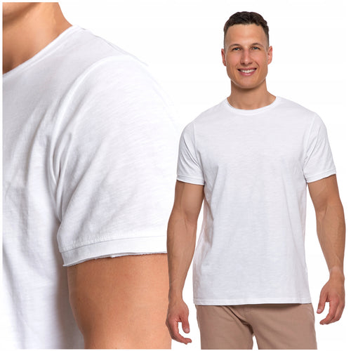 T-shirt męski z krótkim rękawem gładka koszulka bawełniana bluzka