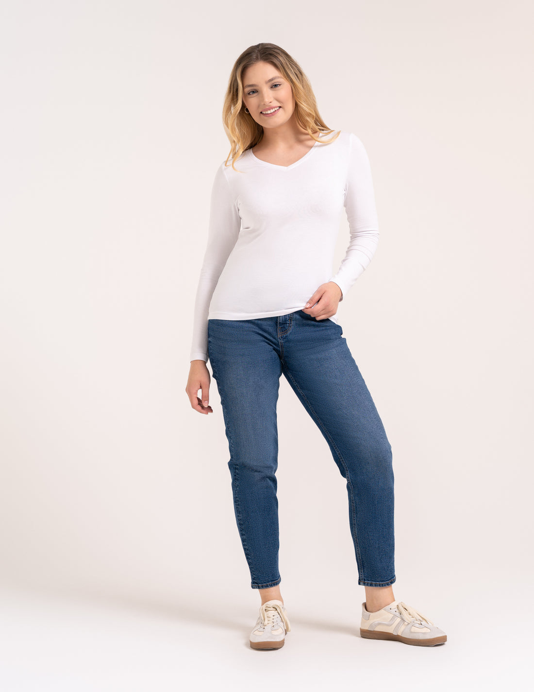 Bluzka damska longsleeve bawełna slim basic dopasowana