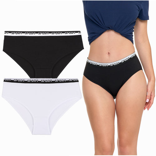 Majtki bawełniane figi klasyczne bikini damskie gumka w pasie 2szt