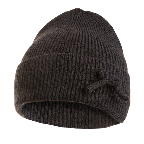 Czapka damska prążkowana beanie z kokardką