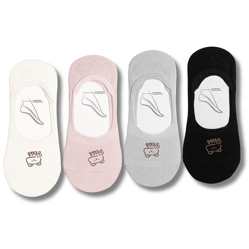 Stopki damskie „cute bear” – 4-pak – niskie invisible – bawełna – silikon
