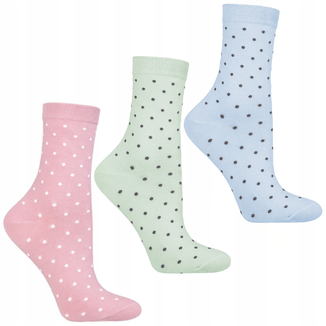 Skarpetki damskie klasyczne skarpety wysokie w groszki 3-pak